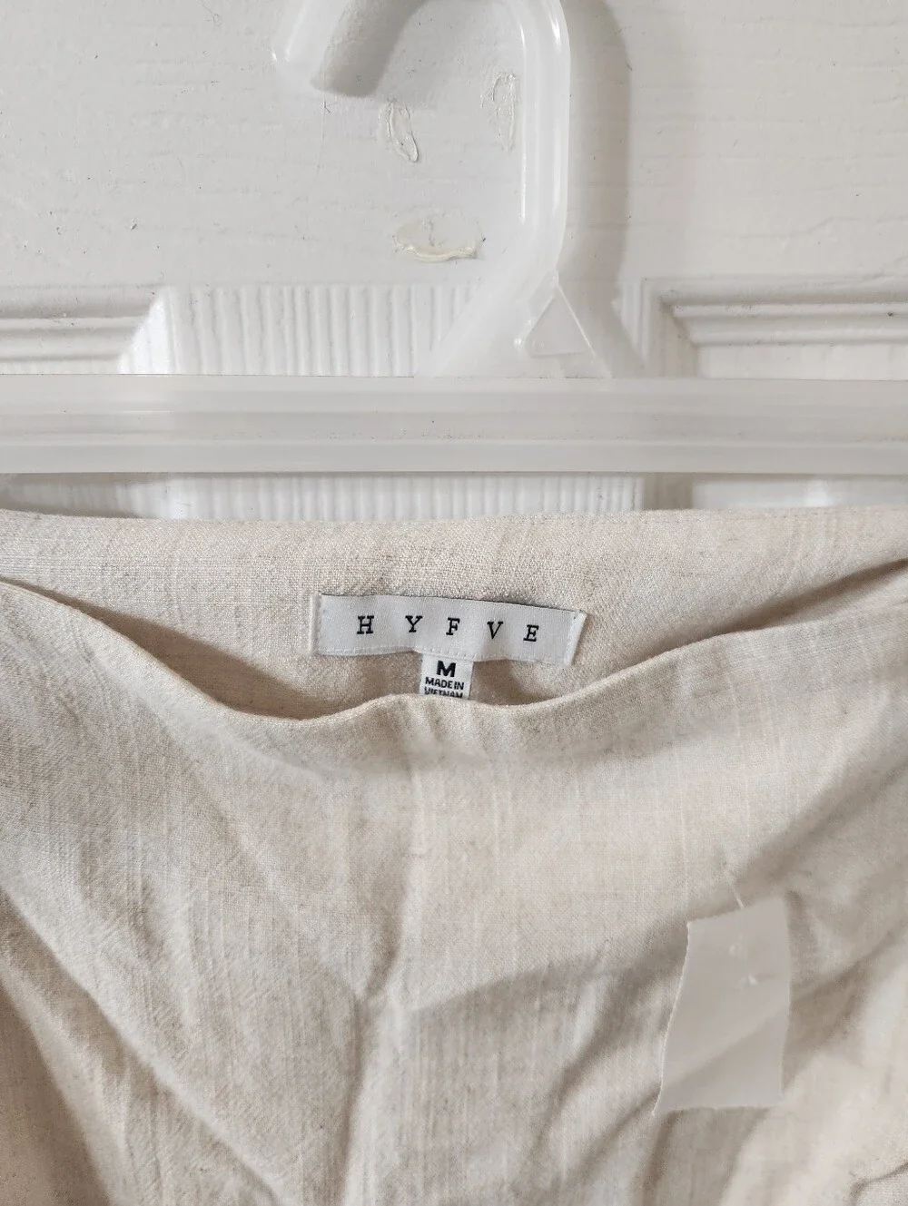 HYFVE Beige Side-Tie Linen-Blend Pencil Skirt
